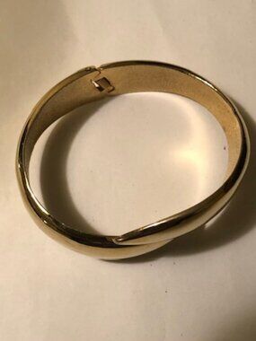 Gold Tone Bypass Bangle Bracelet | Minimalist Layering Cuff